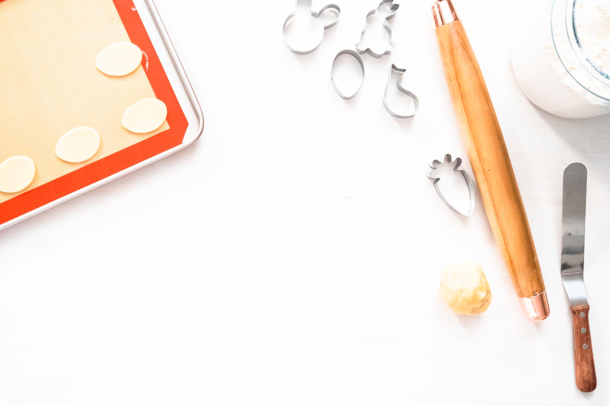 studio kitchen counter with tools and notes